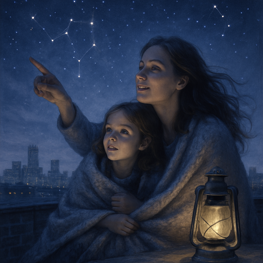 Moonlit Guidance Mother And Daughter Under Stars painting diamond kit
