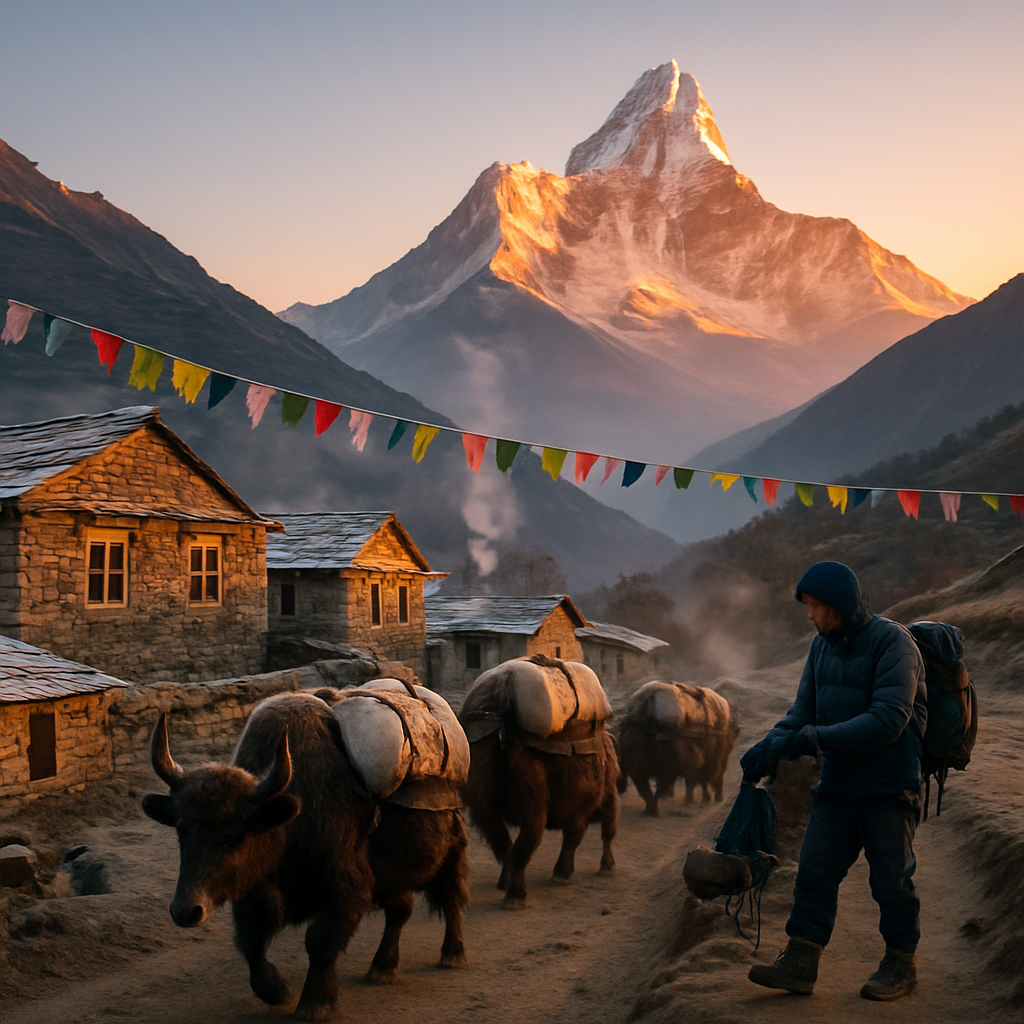 Khumbu Village Sunrise DIY paint by diamonds