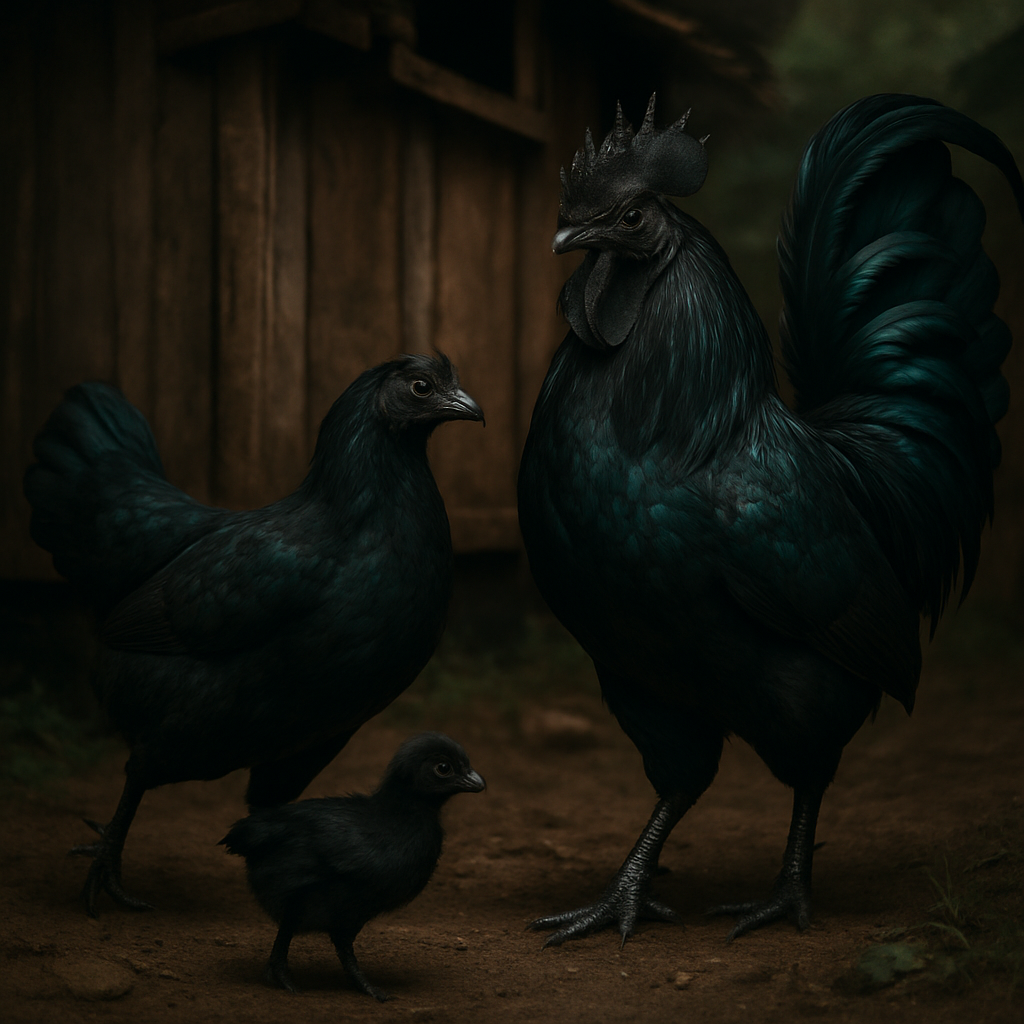 Ayam Cemani Chicken Painting by diamonds kit