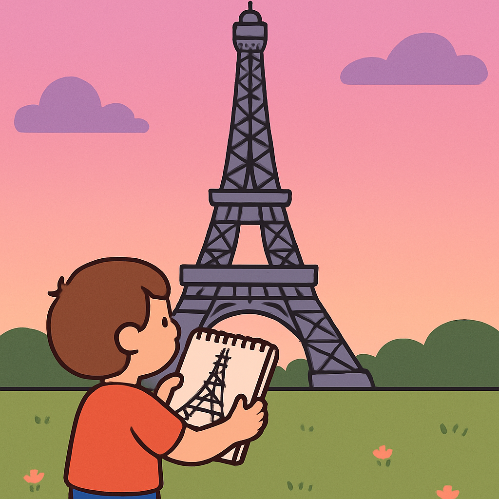 Eiffel Tower Sketch Day painting diamond kit