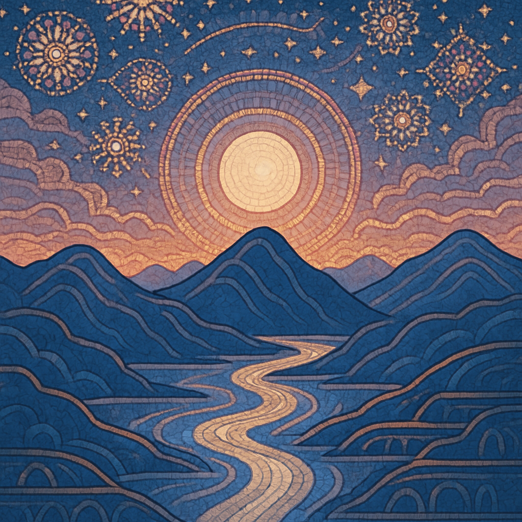 Haloed Ridge Mosaic Painting by diamonds kit