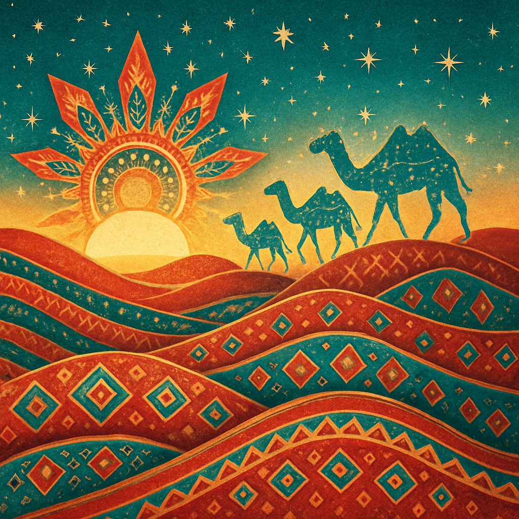 Sun Caravan Across Celestial Dunes paint by diamonds