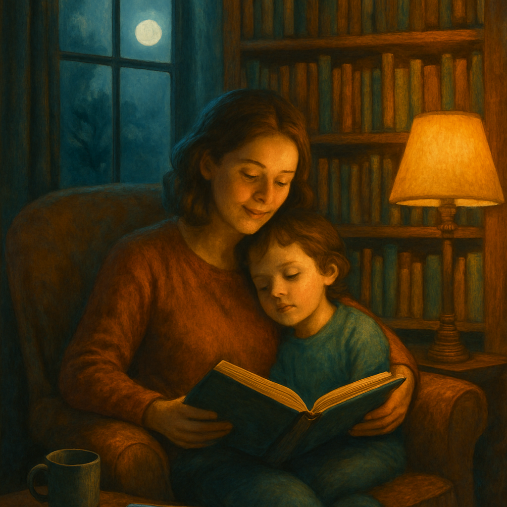 Moonlit Library Of Mothers Stories DIY paint by diamonds