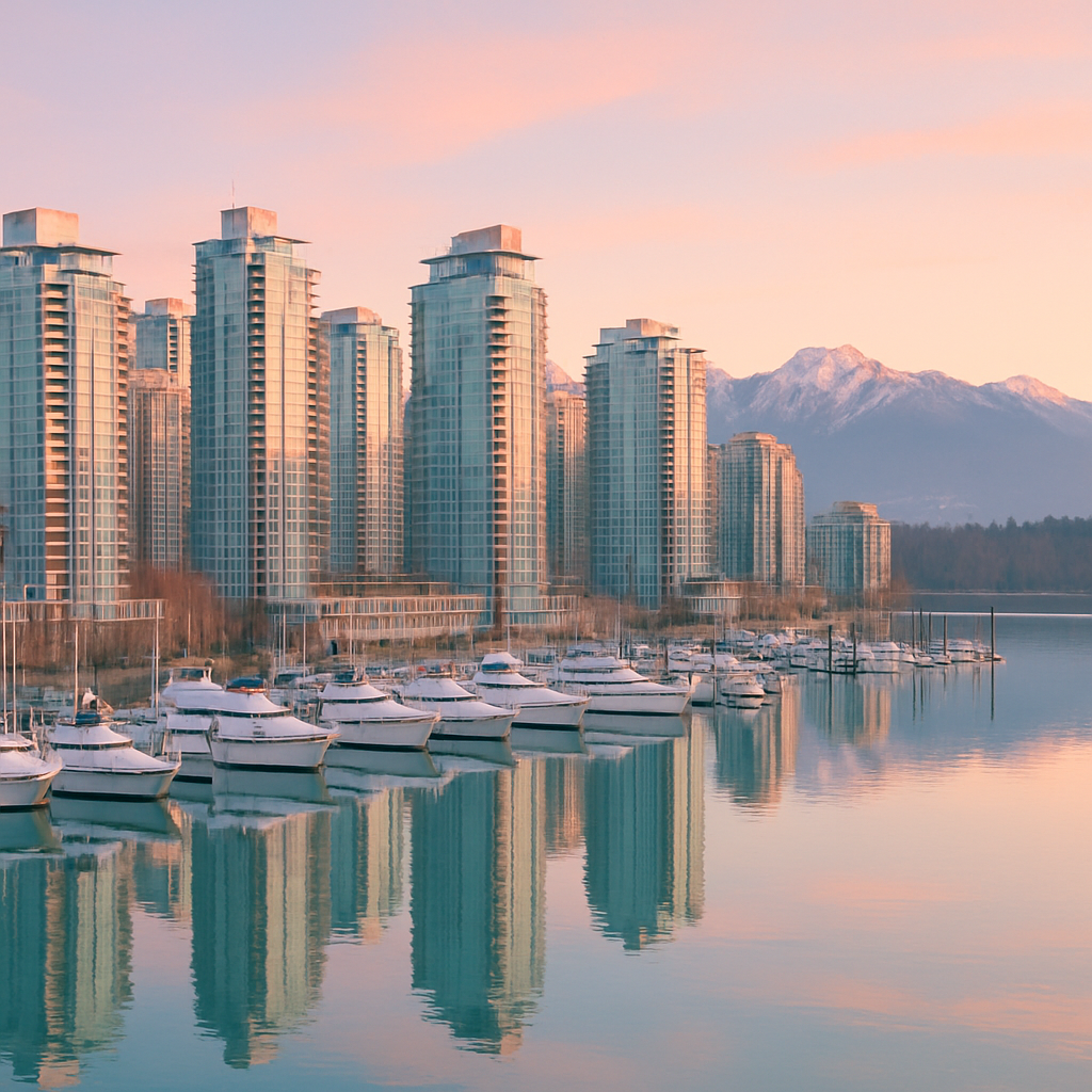 Vancouver Coal Harbour Skyline And Mountains DIY paint by diamonds