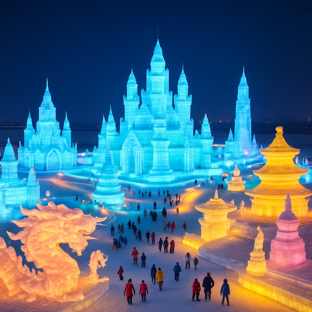 Harbin International Ice And Snow Sculpture Festival China Painting by diamonds kit