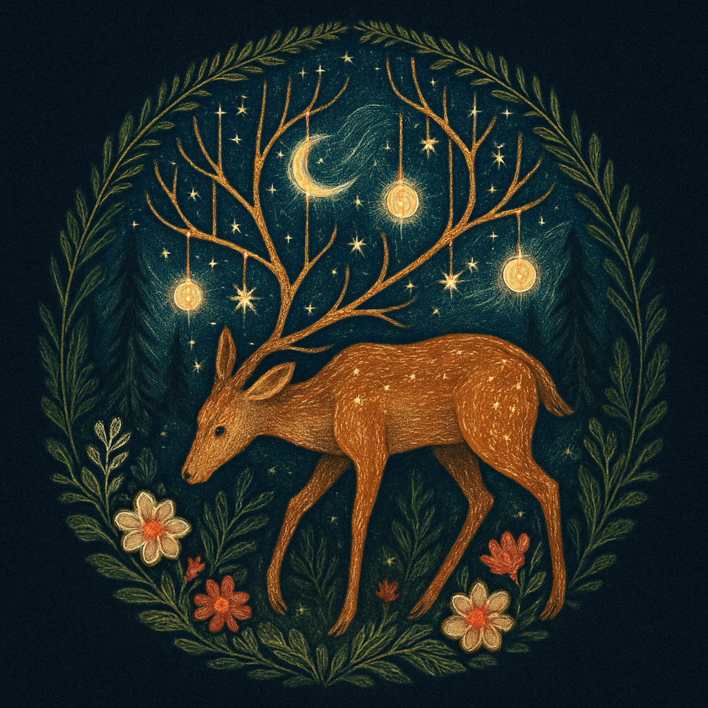 Forest Dream Deer Lantern Grove Painting by diamonds kit