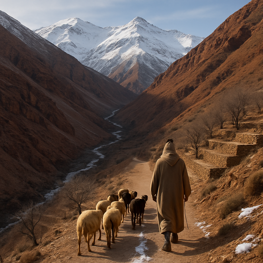 Shepherd Trail Below The High Atlas Snowline paint by diamond