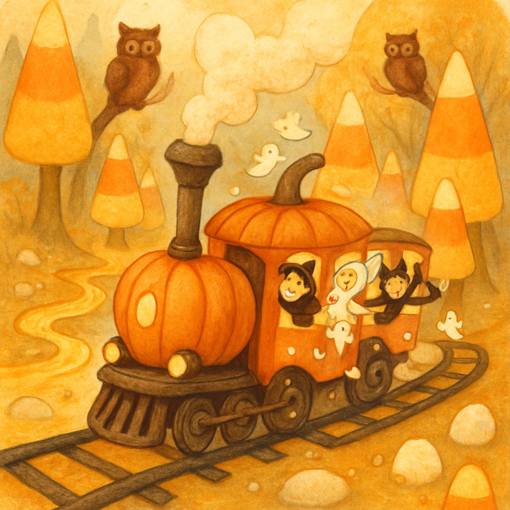 Trick Or Treat Train Through The Candy Corn Forest Painting by diamonds kit
