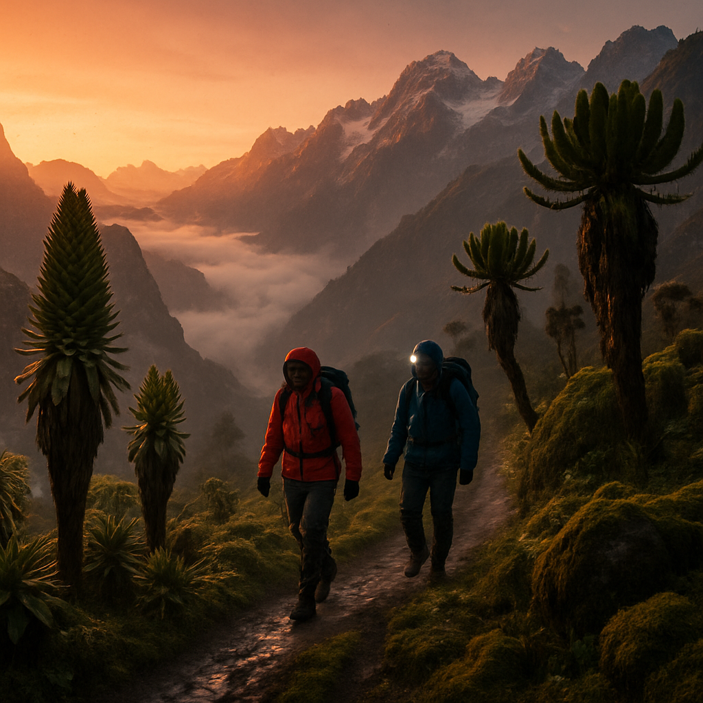 Sunset Trek Above The Rwenzori Clouds painting diamond kit