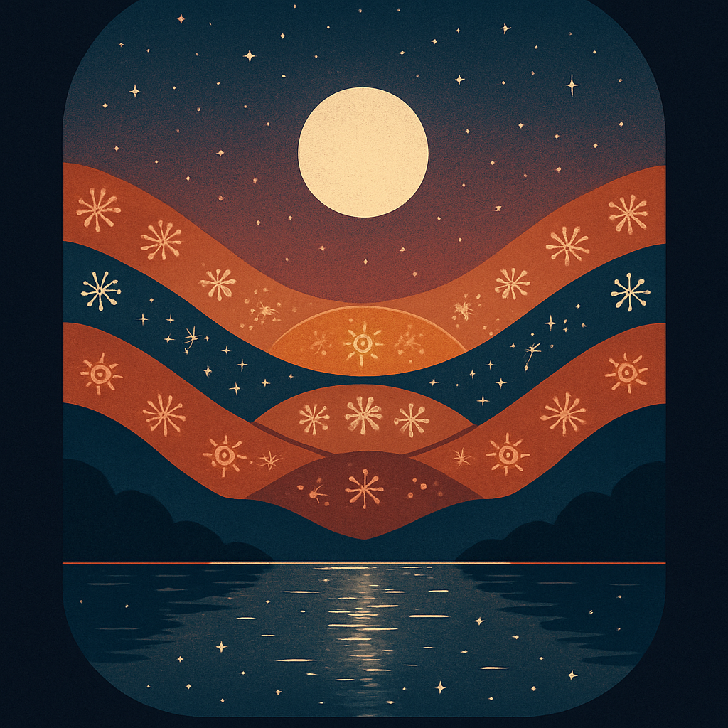 Moonlit Lakeside Mandala Hills Painting by diamonds kit