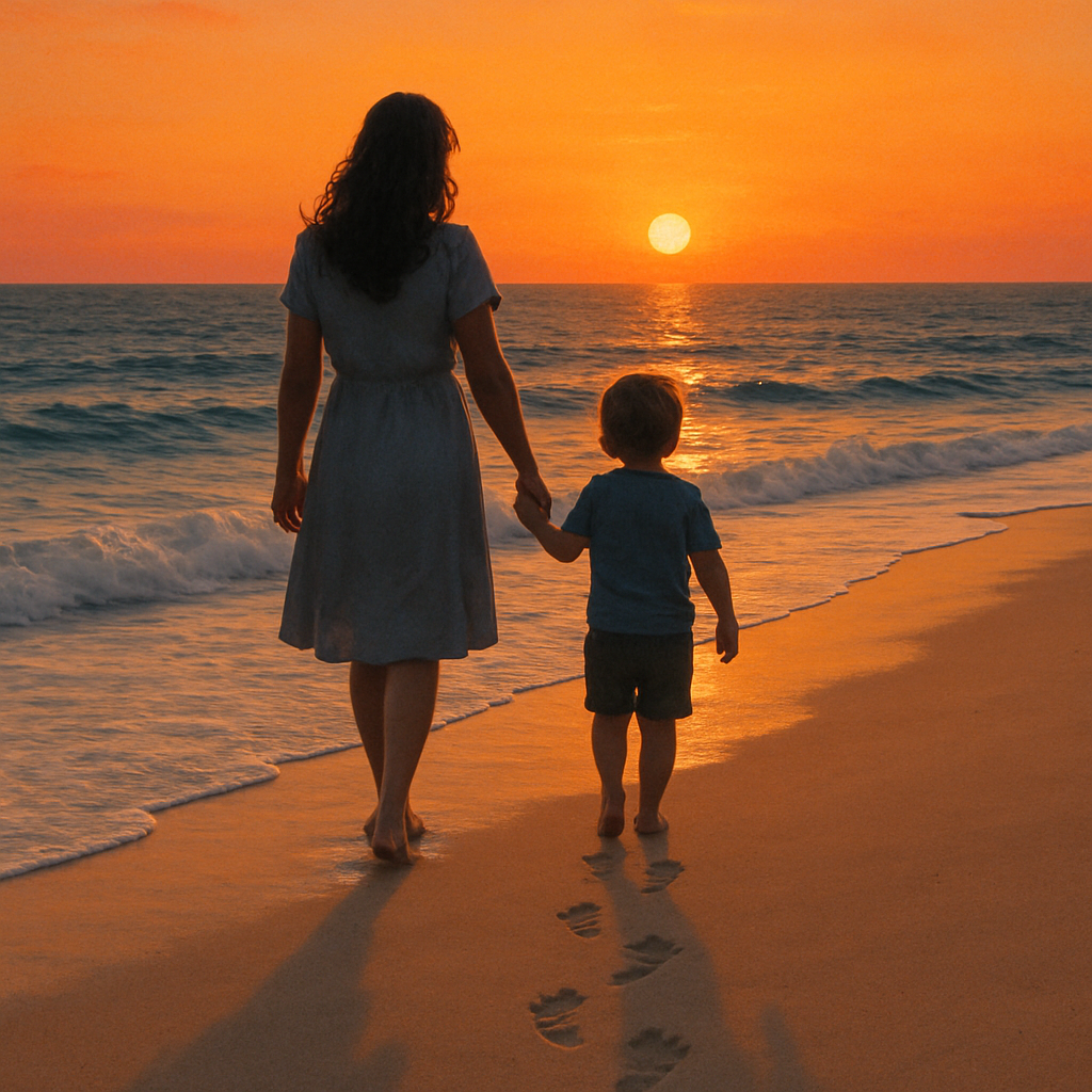 Footsteps In The Sand Mothers Path Beside You diamonded painting kits
