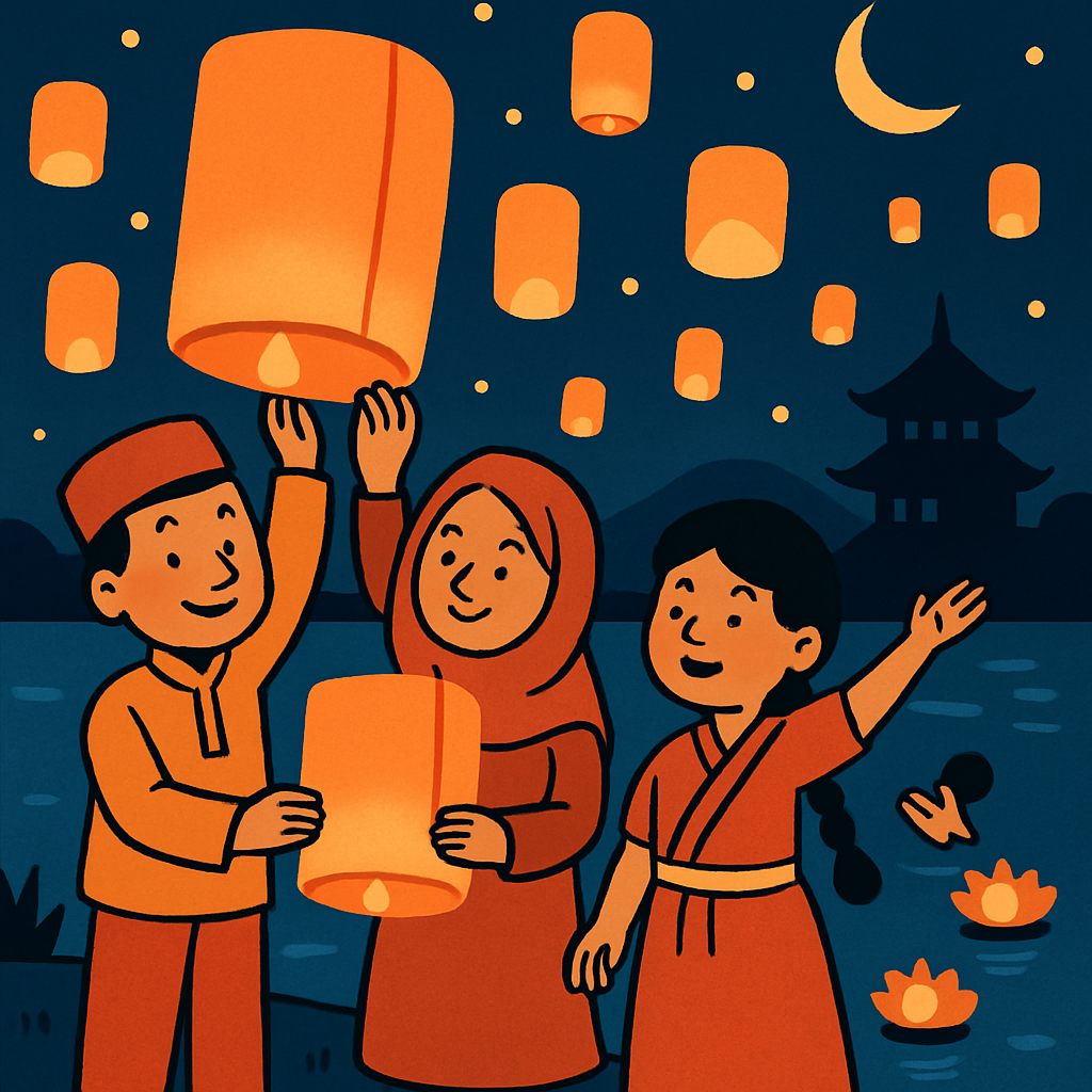 Festival Of Lanterns Over The River diamonded painting kits