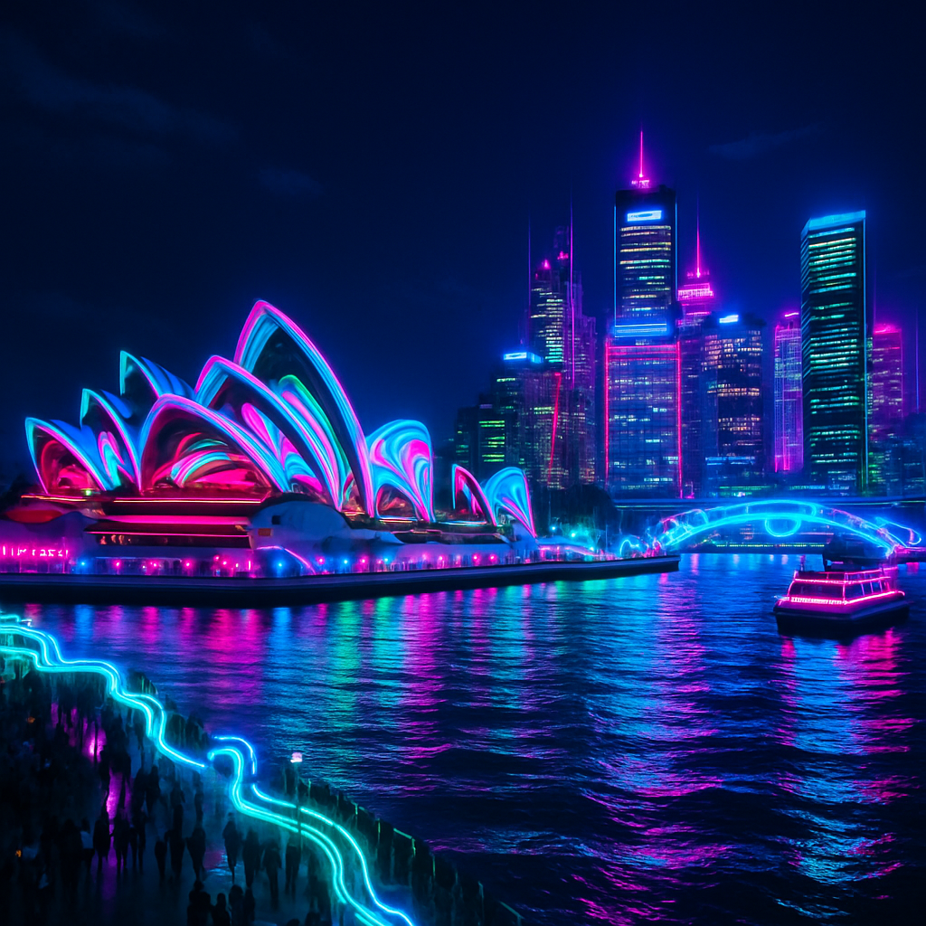 Vivid Sydney Light Festival Sydney Australia paint by color