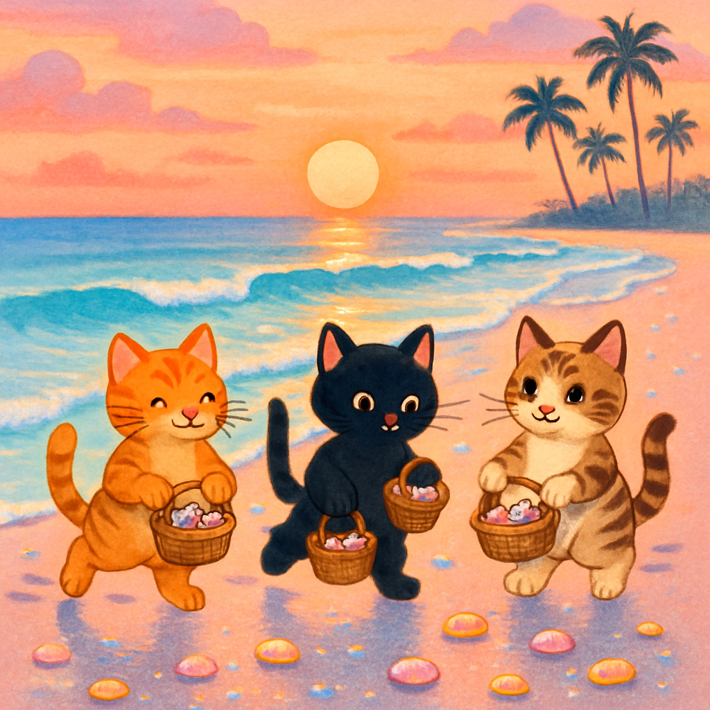 Shell Hunters Sunrise Cat Crew painting diamond kit