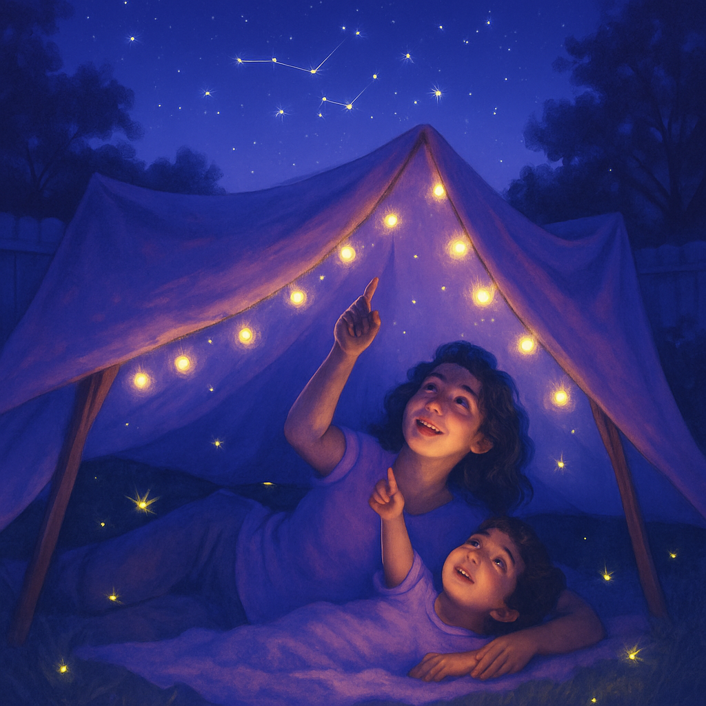 Backyard Stardust Blanket Fort With Mother As Moon paint by diamonds