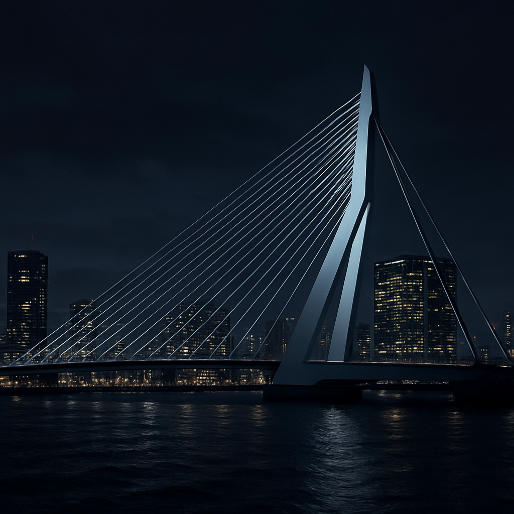 Erasmus Bridge Rotterdam Night Panorama DIY paint by diamonds