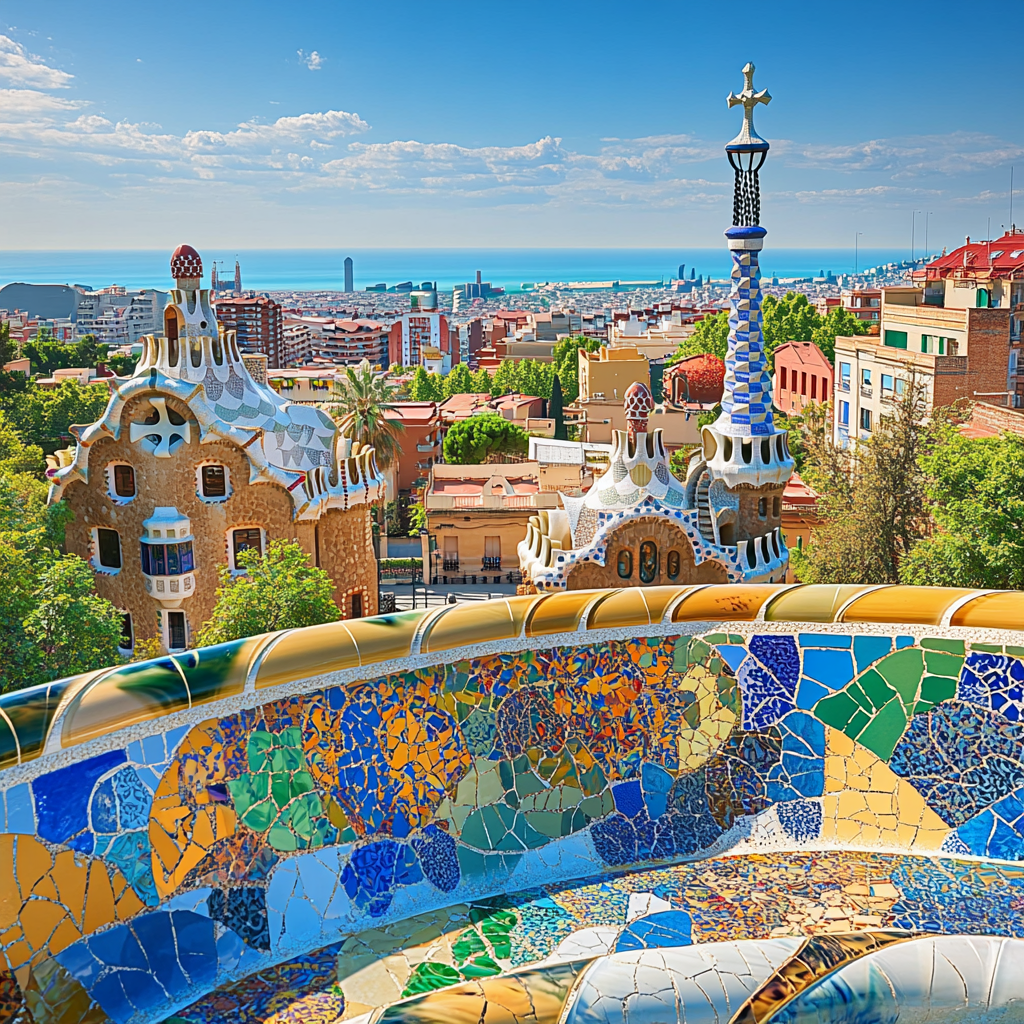 Park Guell Mosaic Terraces Barcelona paint by diamonds