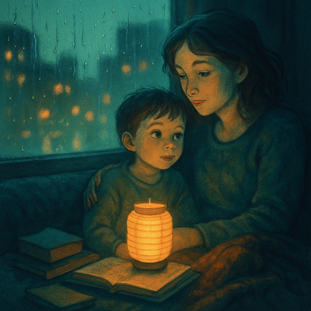 Lantern Of Stories In The Rainy Window Glow painting diamond kit