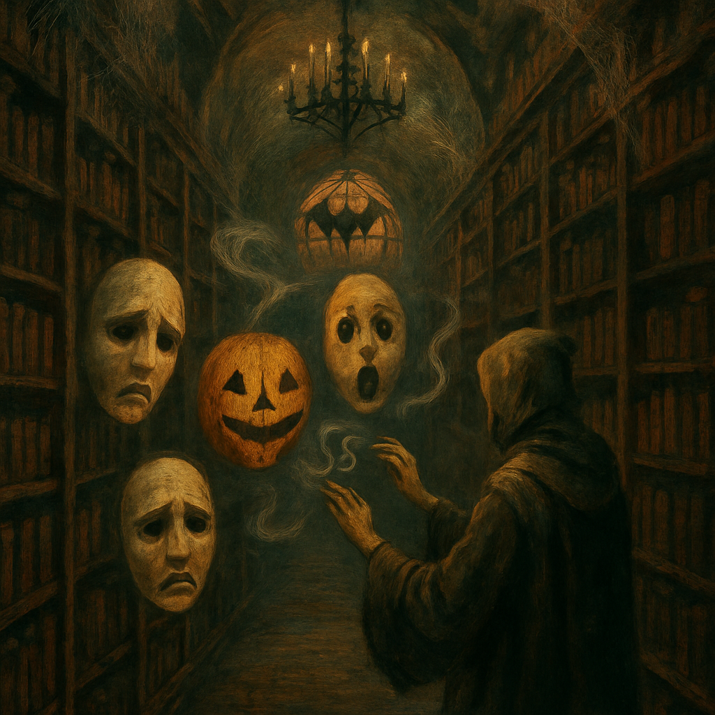 Library Of Whispering Masks At Dusk diamonded painting kits