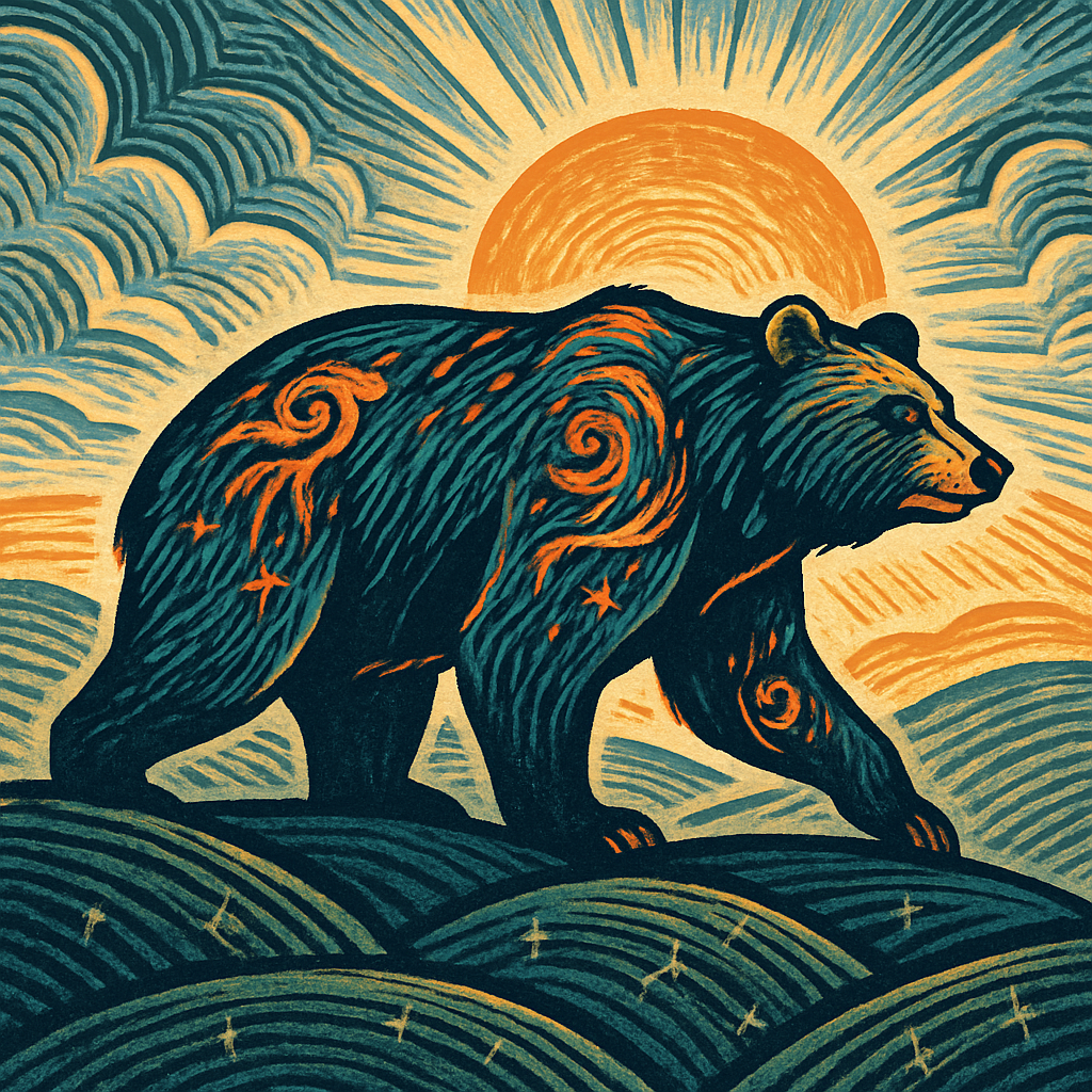 Bear Of The Sunrise Constellation Fields paint by color