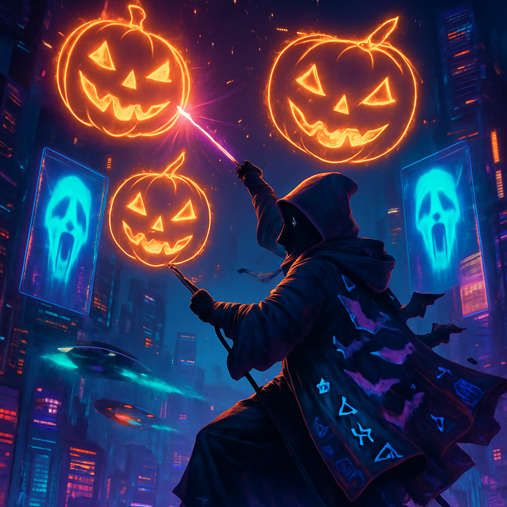 Neon Alchemist Carving Spells Into The Sky diamonded painting kits