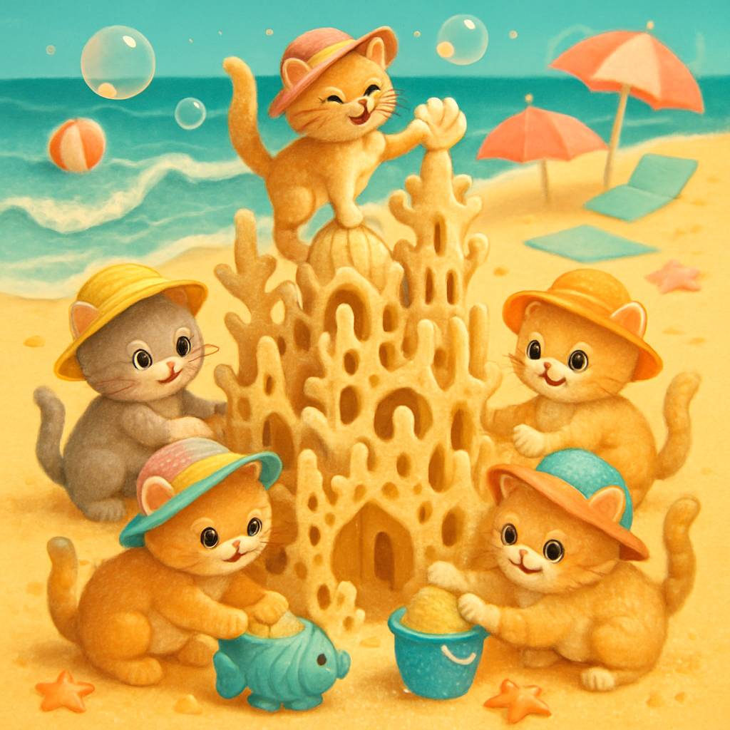 Kittens Coral Reef Sandcastle Party paint by diamonds