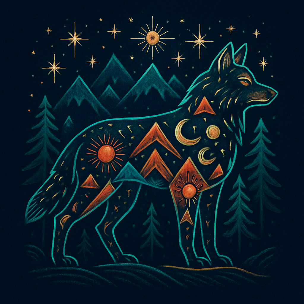 Mountain Harmony Wolf Constellation Crest paint by diamonds
