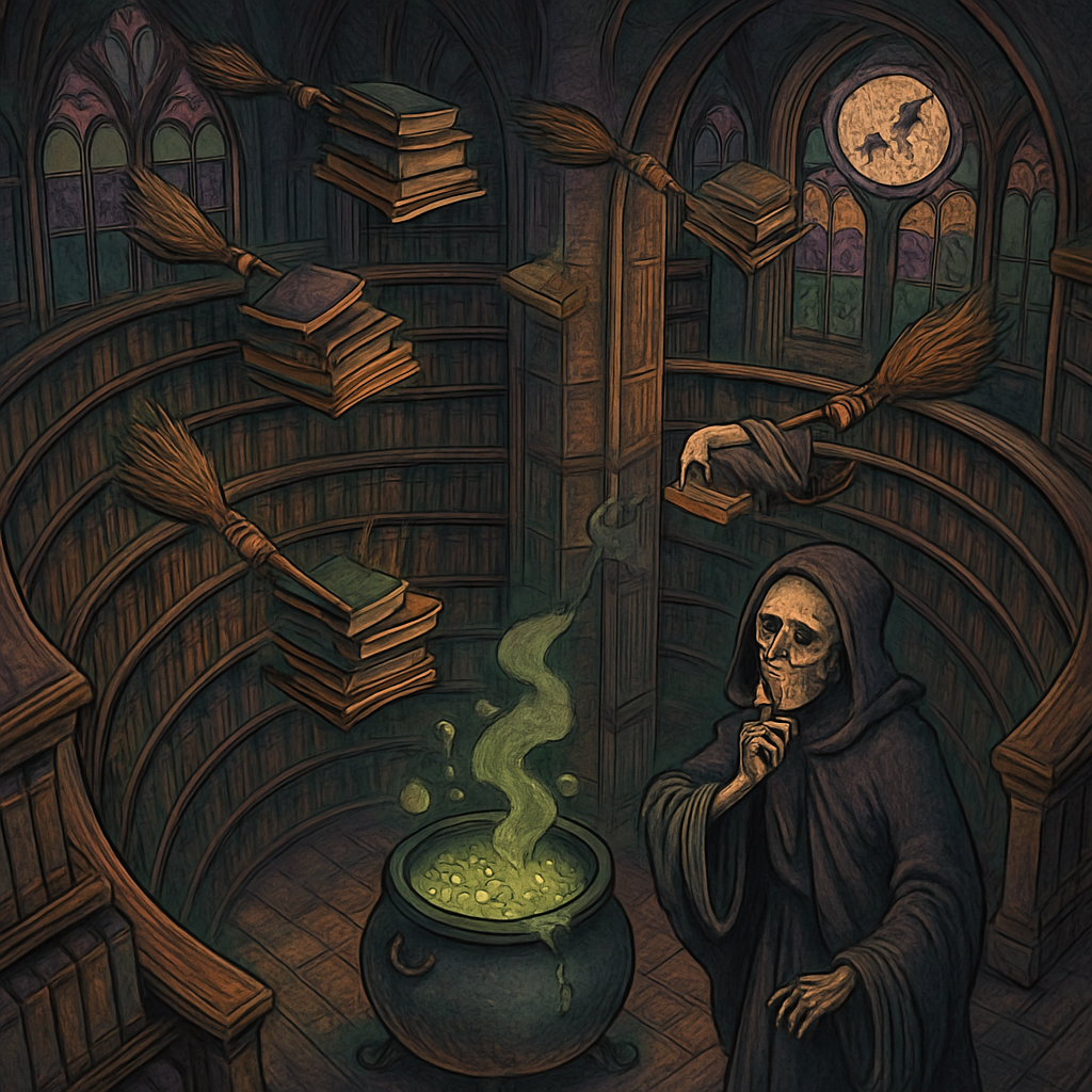 Library Of Whispering Broomsticks Painting by diamonds kit