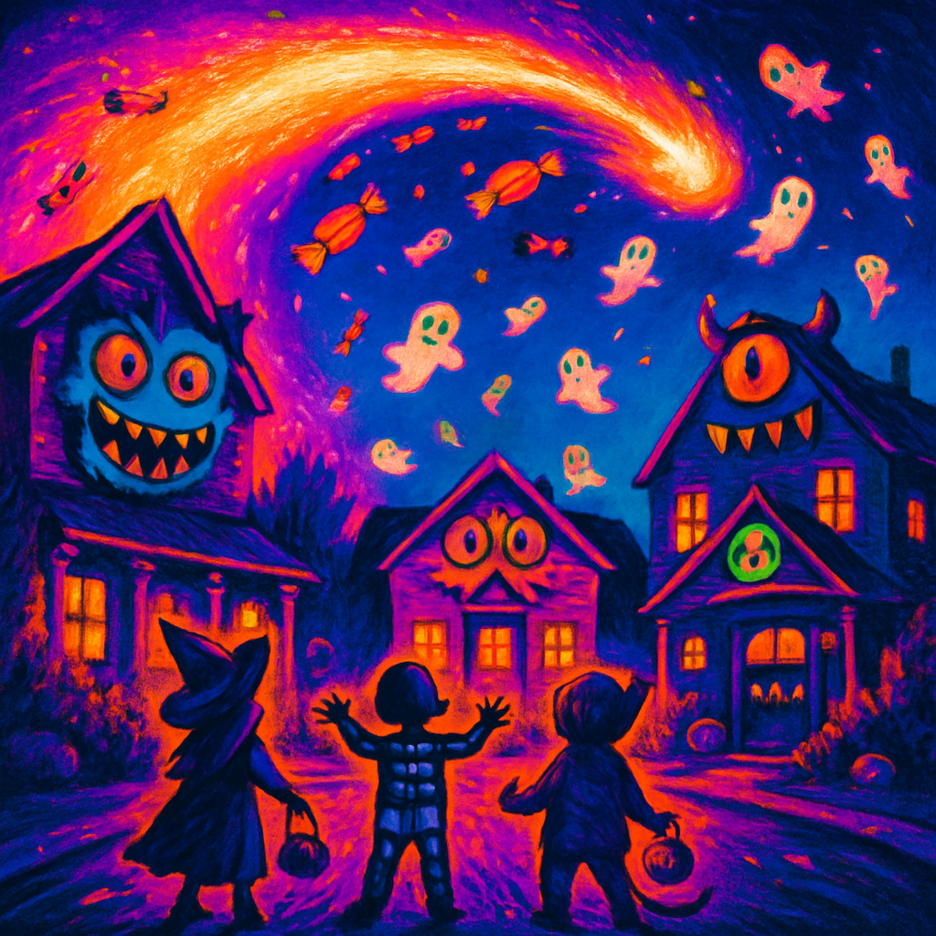 Candy Comet Over Haunted Suburbia paint by diamonds