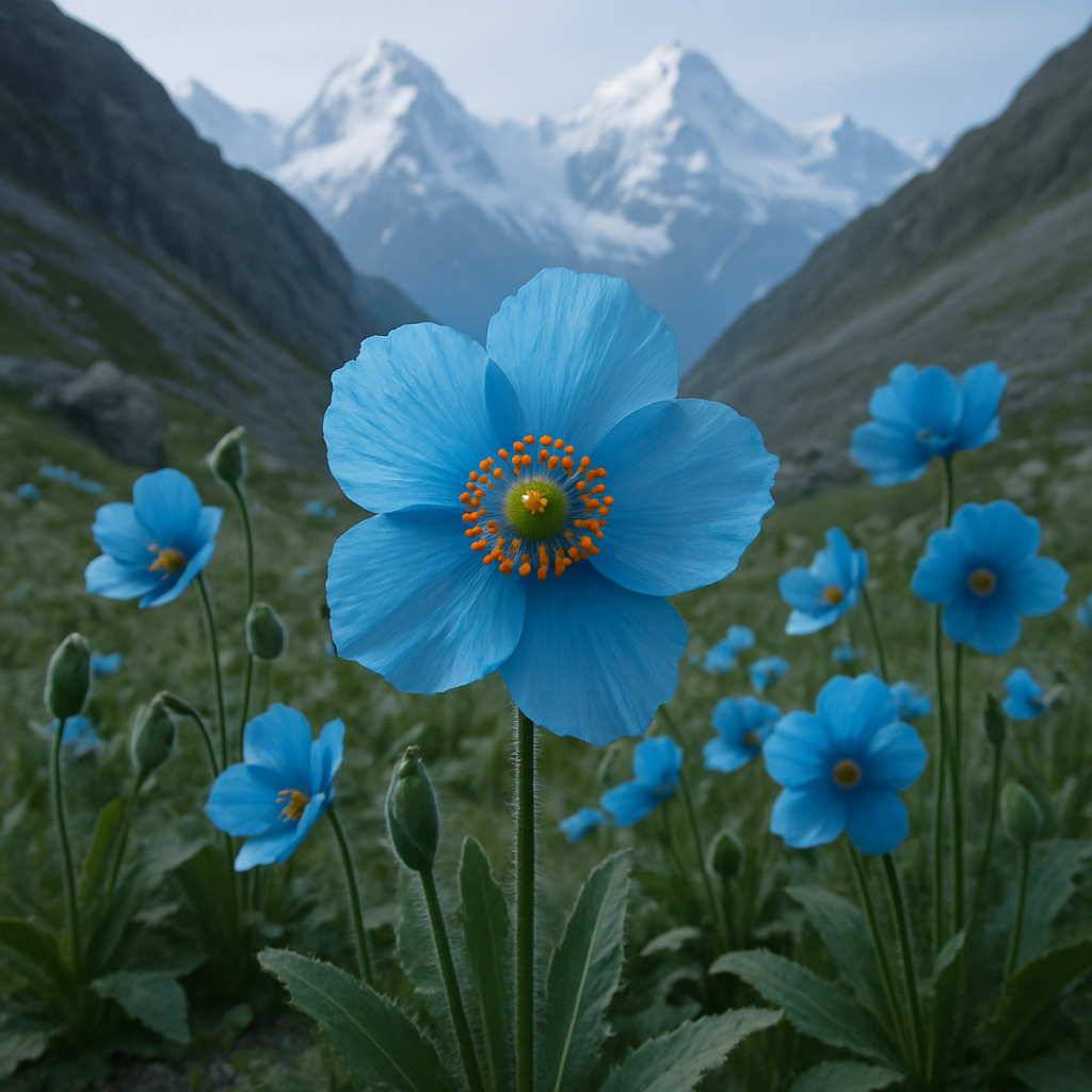 Himalayan Blue Poppy In Alpine Meadow paint by color
