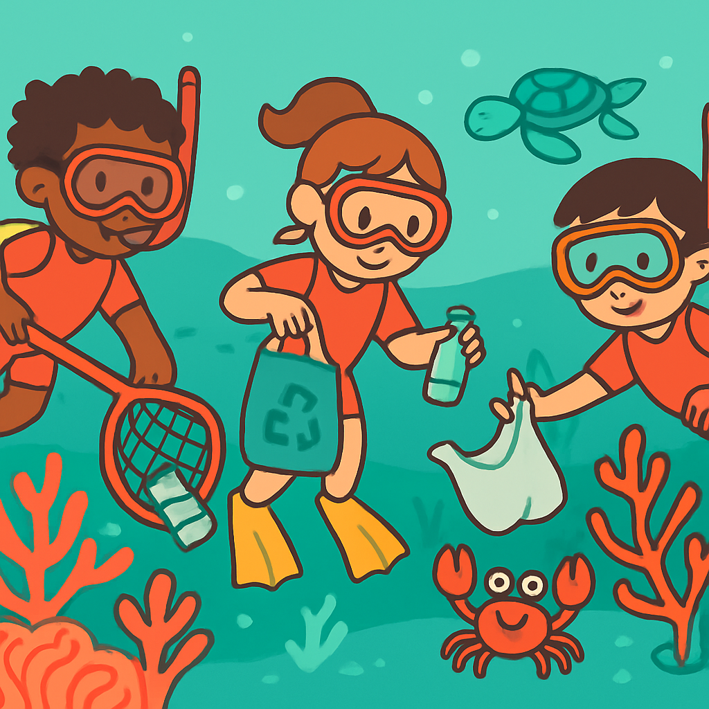 Coral Reef Cleanup Squad Painting by diamonds kit