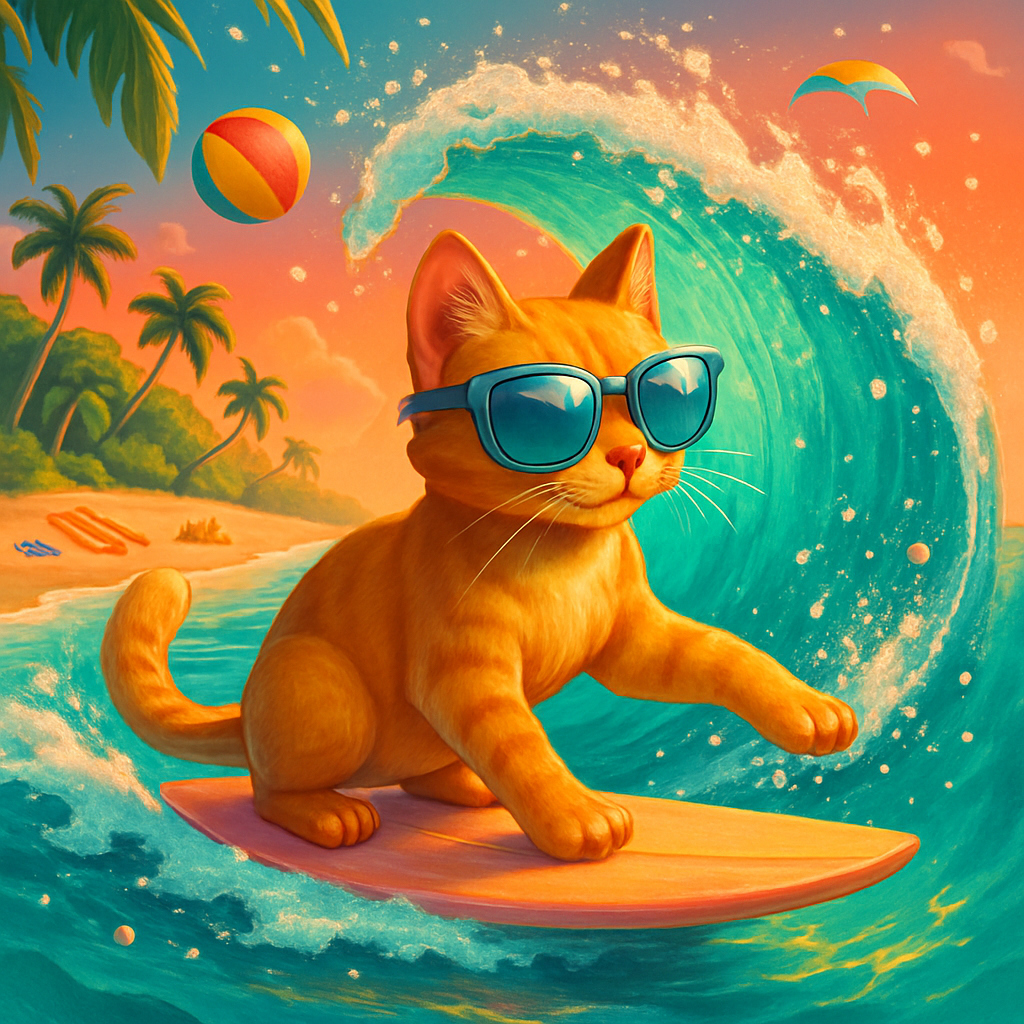 Sunset Surfboard Cat Cove paint by color