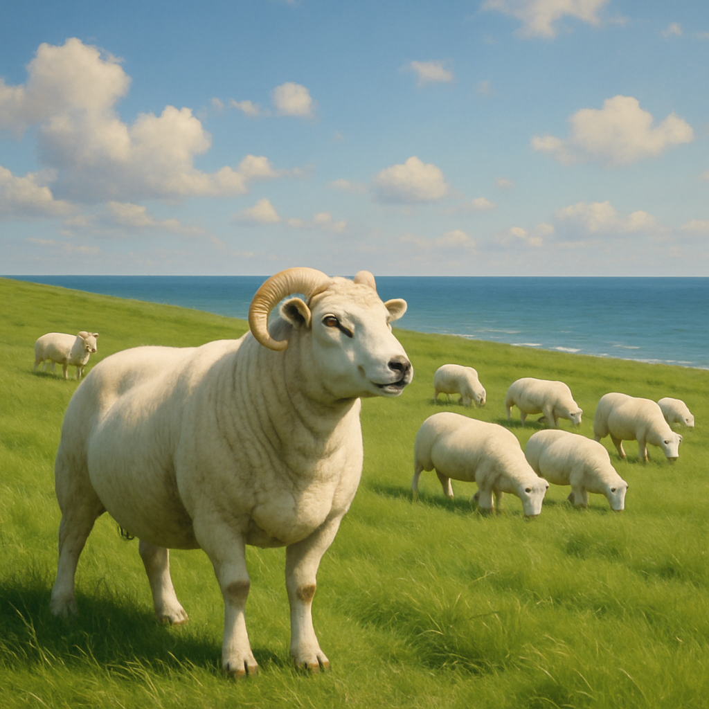 Texel Sheep In Coastal Pasture Painting by diamonds kit