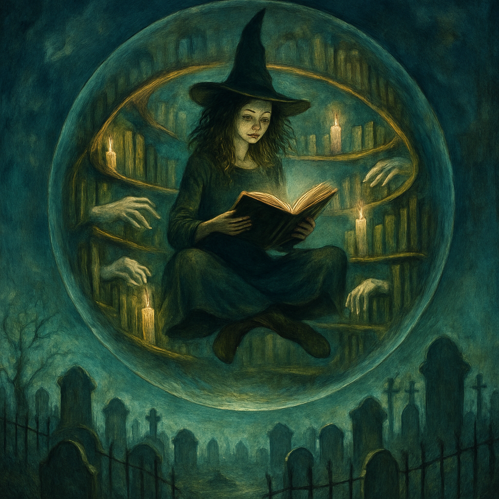 Witch Library Above The Graveyard Painting by diamonds kit