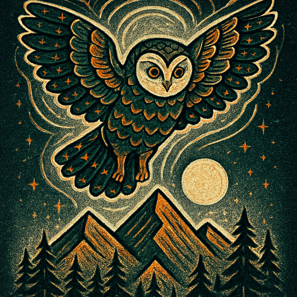Moonlit Owl Over Mountain Ember DIY paint by diamonds