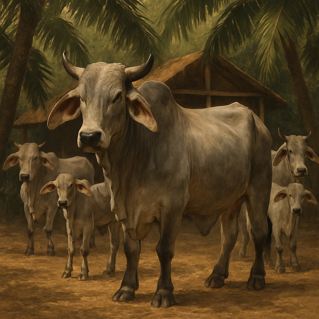 Brahman Cattle In Tropical Yard Paint by diamonds kits