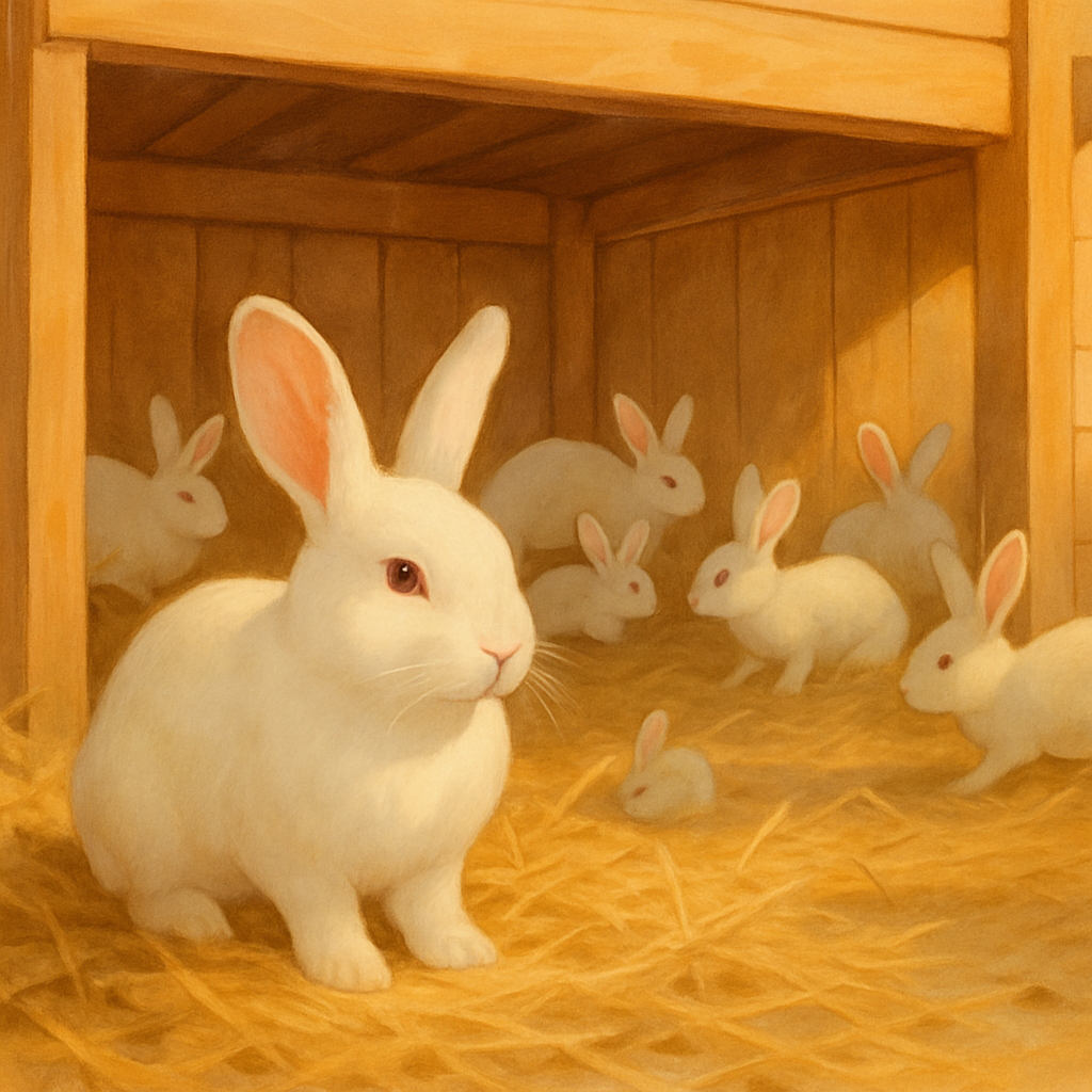 New Zealand White Rabbits In Colony Hutch diamonded painting kits