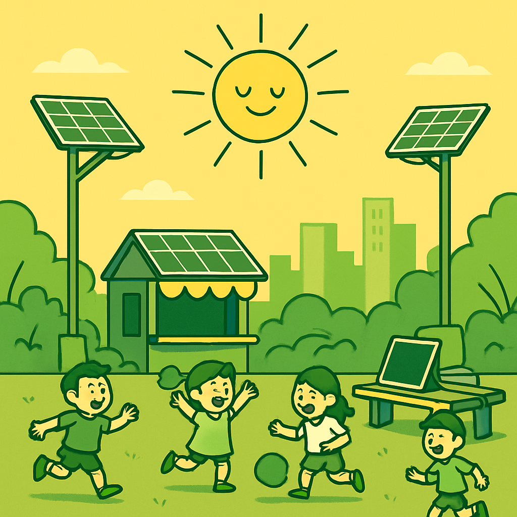 Solar Powered City Park Painting by diamonds kit