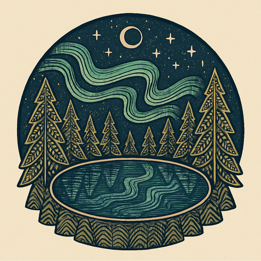 Aurora Forest Around Crystal Lake DIY paint by diamonds