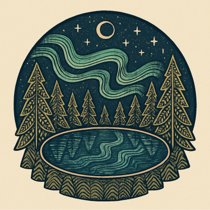 Aurora Forest Around Crystal Lake DIY paint by diamonds