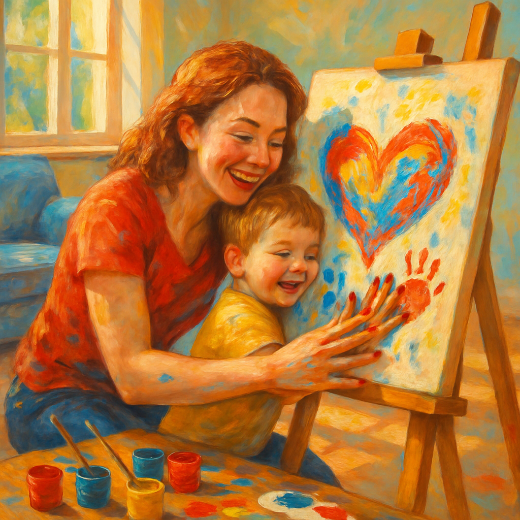 Painted Promises Mother And Child At The Easel diamonded painting kits