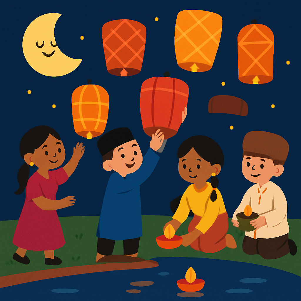 Festival Of Lanterns Over The River Paint by diamonds art