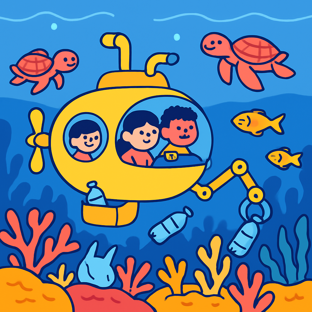 Coral Reef Cleanup Submarine Painting by diamonds kit