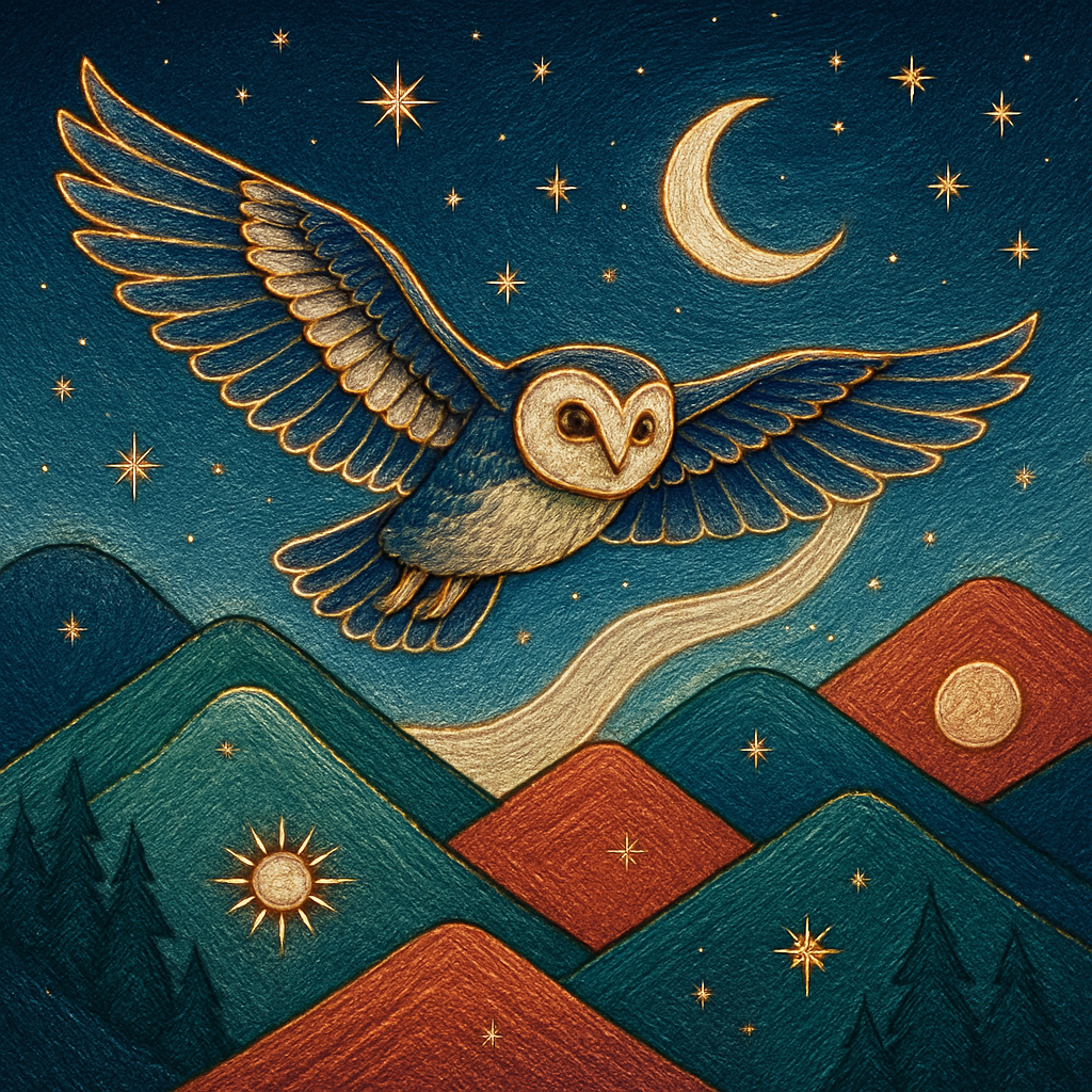 Moonlit Owl Over Mountain Loom diamond painting