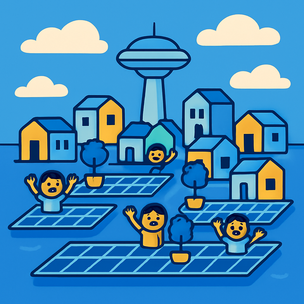 Floating City Of Solar Panels Paint by diamonds art