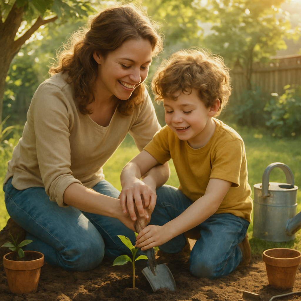 Garden Heartstrings Mother And Child Planting A Tree paint by diamond