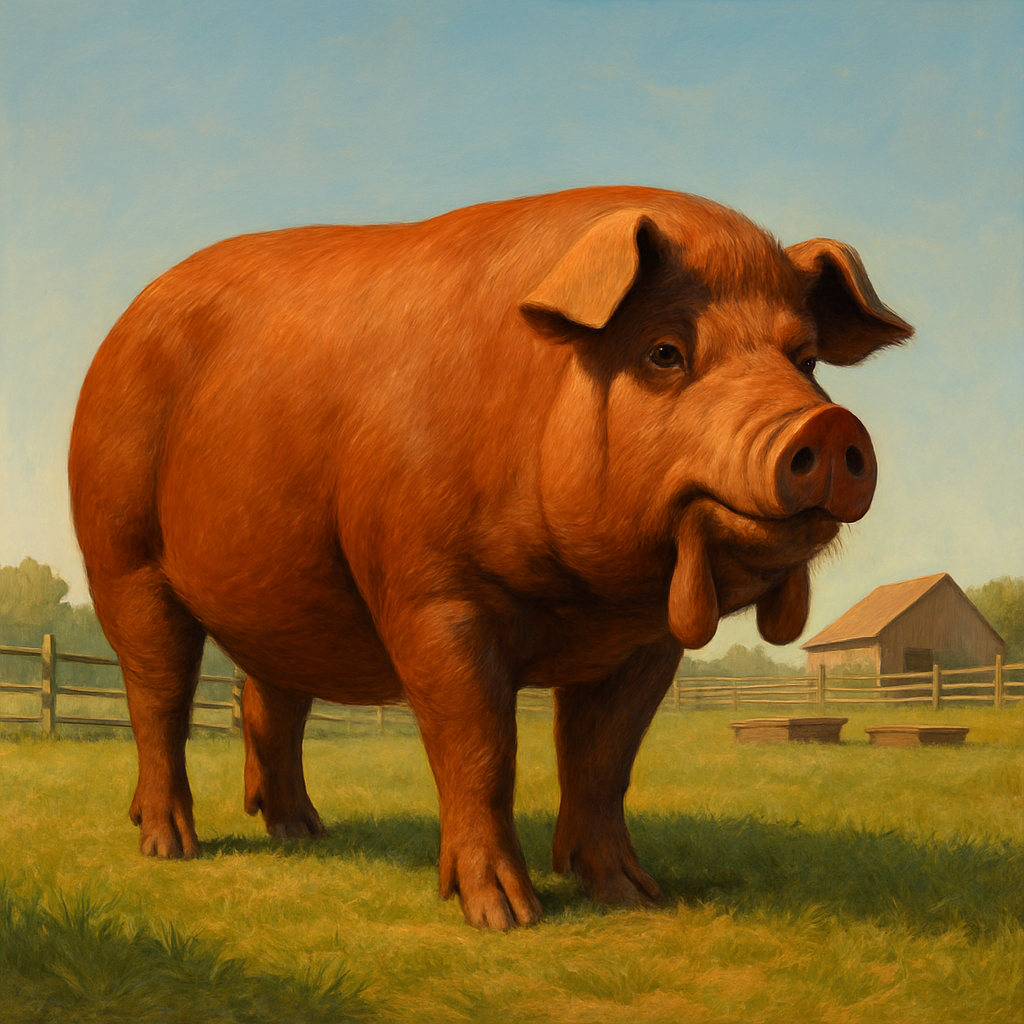 Red Wattle Pig Rustic Pasture Scene Painting by diamonds kit
