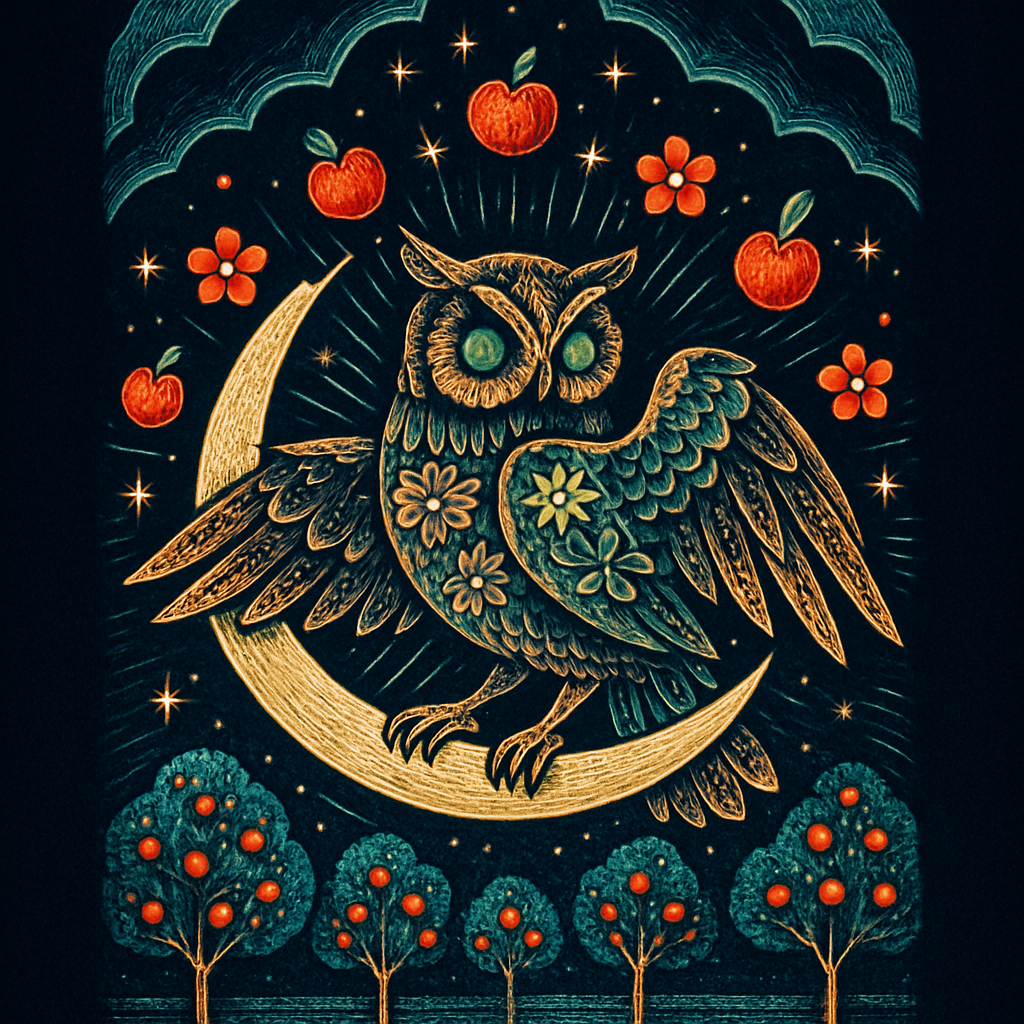 Moonlit Owl Of The Orchard Sky Paint by diamonds kits