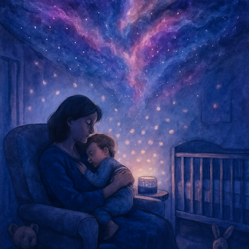 Nebula Of Lullabies Mother And Child Drifting Into Dreamlight diamond painting