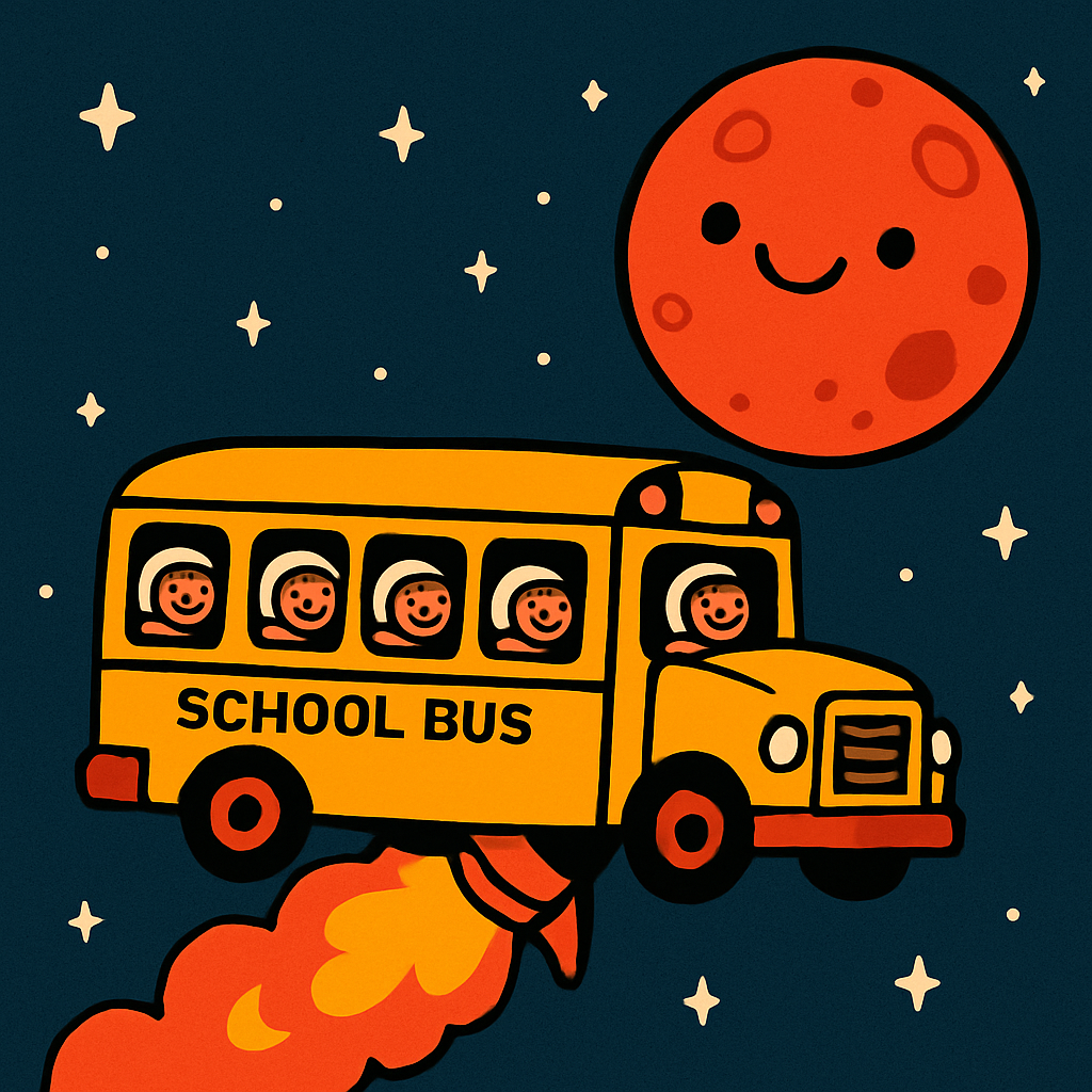 Rocket Bus To Mars School paint by color